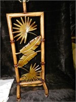 BAMBOO AND METAL ART DECO LAMP WITH SHADE