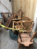 Lot of chairs - dining, plastic, and wood folding