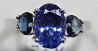 #49 14K White gold Tanzanite Sapphire Ring