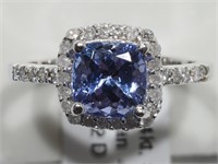 #45 14K Gold Tanzanite & Diamond Halo Ring