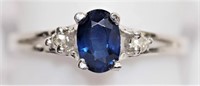 #15 14K White Gold Sapphire Diamond Ring