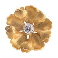 A Lady's 14K Flower Pin with Diamond