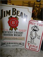 JIM BEAM, TICKLE THIS TIN SIGNS