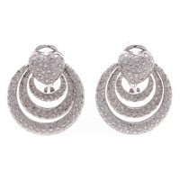A Pair of Stunning Pave Diamond Earrings in Gold