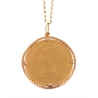 A Republic de Chili 100 Pesos Gold Coin Pendant