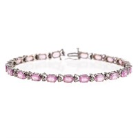 A Lady's Pink Quartz & Diamond Line Bracelet