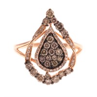 A Lady's Rose Gold Diamond Paisley Ring