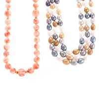 A Beaded Coral & Freshwater Pearl Necklaces