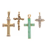 A Collection of Lady's Gold Cross Pendants