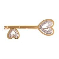A Lady's 18K Heart Key Pin/Pendant