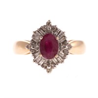 A 14K Ruby and Diamond Ring