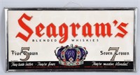 SEAGRAM'S WHISKEY REVERSE GLASS ADVERTISING SIGN