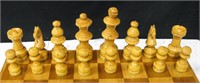 17.5" x 17.5" Portable Wood Piece Chess Set