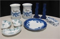 Lot Of Blue Dishes & Glass - Includes Flow Blue