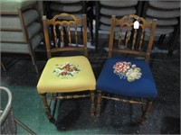 X2 NEEDLE POINT CHAIRS  CIR 1940'S