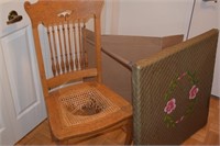 Vintage Oak Spindle Back Chair w/Cane Seat(torn)