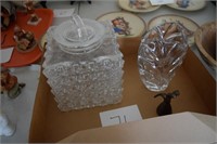 Misc. Lot-Vase, Glass Container w/Lid, misc.