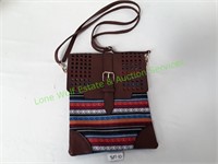 Brown Aztec Print Crossbody Purse