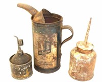 SET  OF THREE VARIOUS OIL CANS