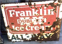 FRANKLIN ICE CREAM SIGN -PORCELAIN