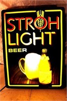STROH LIGHT BEER ADV. SIGN .  15" X 20"