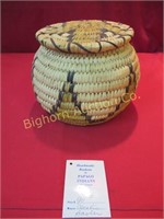 Papago Hand Woven Basket w/ Lid
