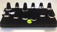 LOT OF STERLING SILVER RINGS 12 PCS