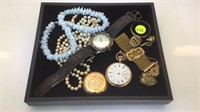 LOT OF NECKLACES WATCH & MORE