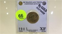 GOLD 1901 $5 HALF EAGLE COIN
