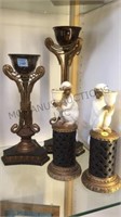 4 PC MARK ROBERTS MONKEY CANDLE HOLDERS & MORE