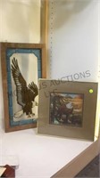2 PC EAGLE PRINT & STAIN GLASS