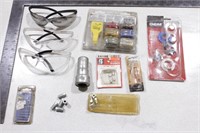 Group of Misc Electrical Hardware & Safety Goggles