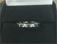 Emerald & Diamond ring (Sz 8)