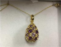 Pear Shaped Amethyst & Sterling Necklace