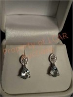 Aquamarine Gemstone with Diamond Earrings