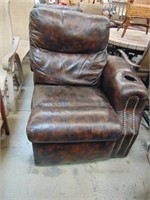 Two Dark Brown Mechanical Leather Recliners