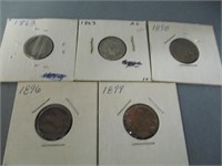 Indian Head Pennies 1863,1898,1863,1896,1899
