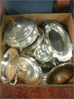 Box lot silver plater and bowls