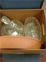Glass bowls and vase