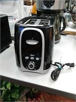 Two-piece black toaster and black coffee maker