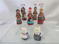 Red Clay Pottery Figures & Pig Bells