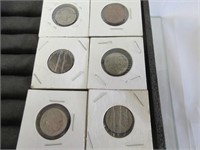 6 Indian Head Buffalo Nickels