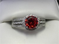 2.50CTW Garnet & Sterling Solitaire Ring