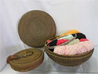 Hand Woven Lidded Baskets w/Yarn etc.