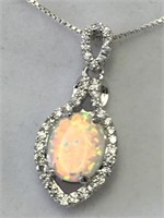 Oval-Marquise Fire Opal Necklace