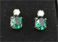2.20CTW Green & White Quartz Earrings