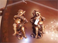 Lot #96 Pair of gold decorated cherub wall