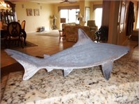 Lot #25 Wooden carved great white shark (12”)