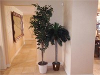 Lot #37 Faux palm tree and faux dogwood tree