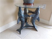 Lot #85 Designer glass top end table with